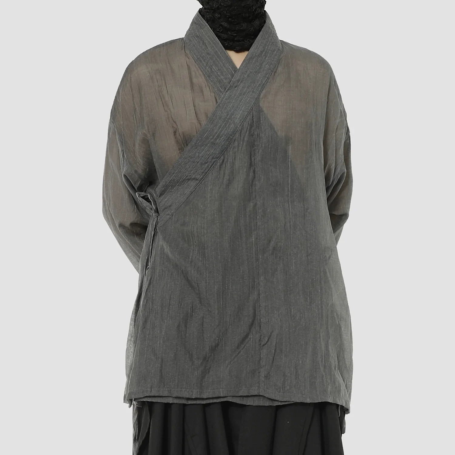 Slightly Sheer Lace-Up Shirt