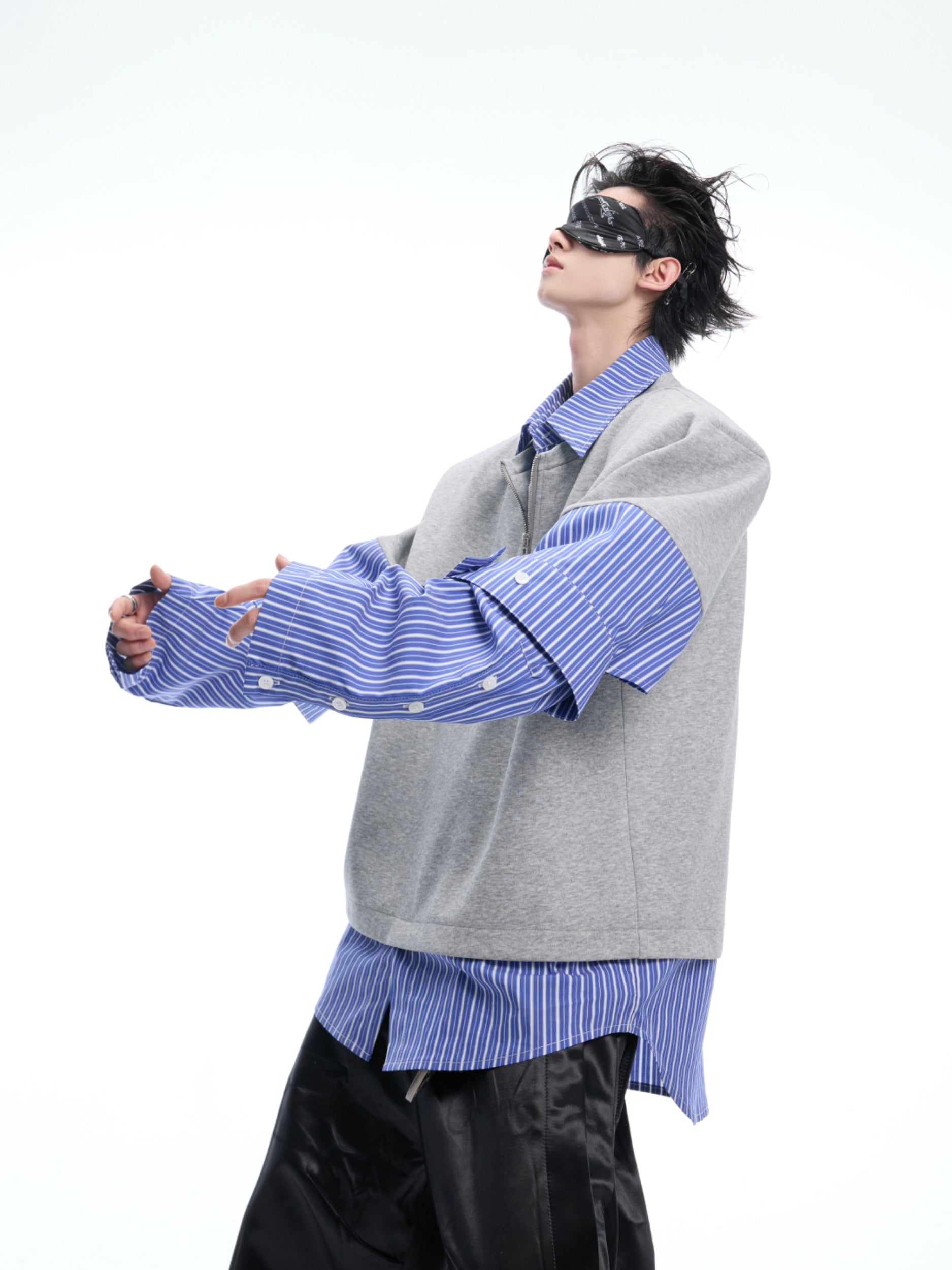 Fake Layered Stripe Long Sleeve Shirt