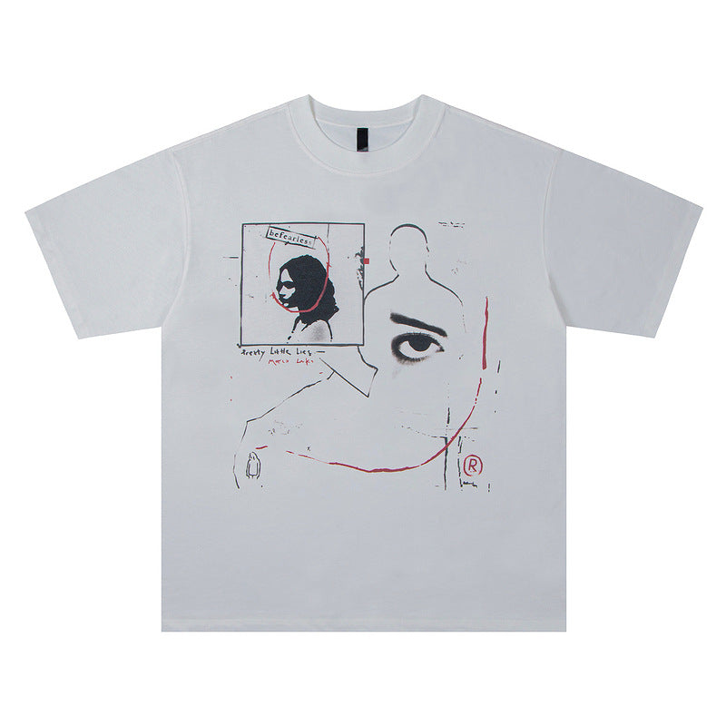 Illusory Face Printed T-shirt - MADXMARX