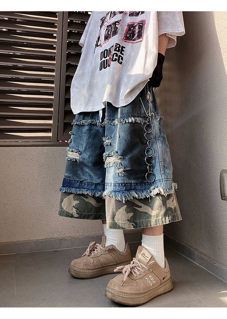 Hip Hop Camouflage Ripped Jorts
