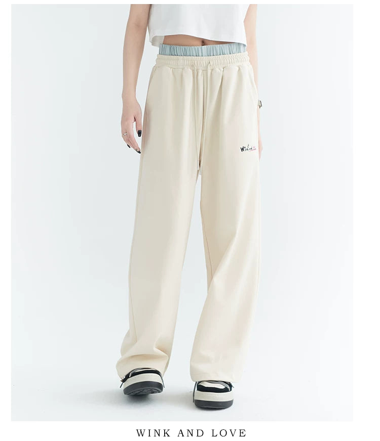 Double Waist Casual Straight Sweatpants