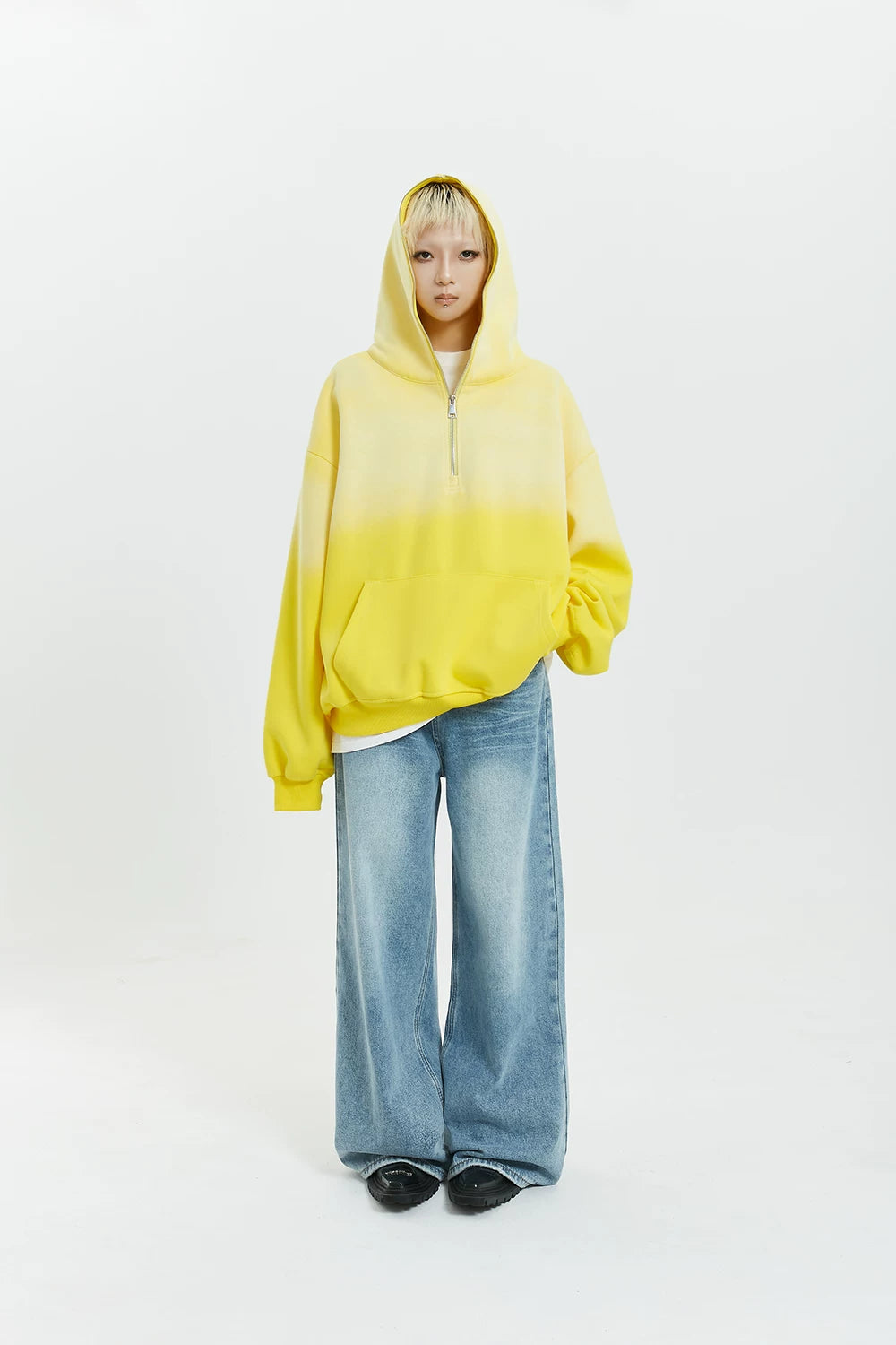 Gradient Half Zip Oversize Hoodie