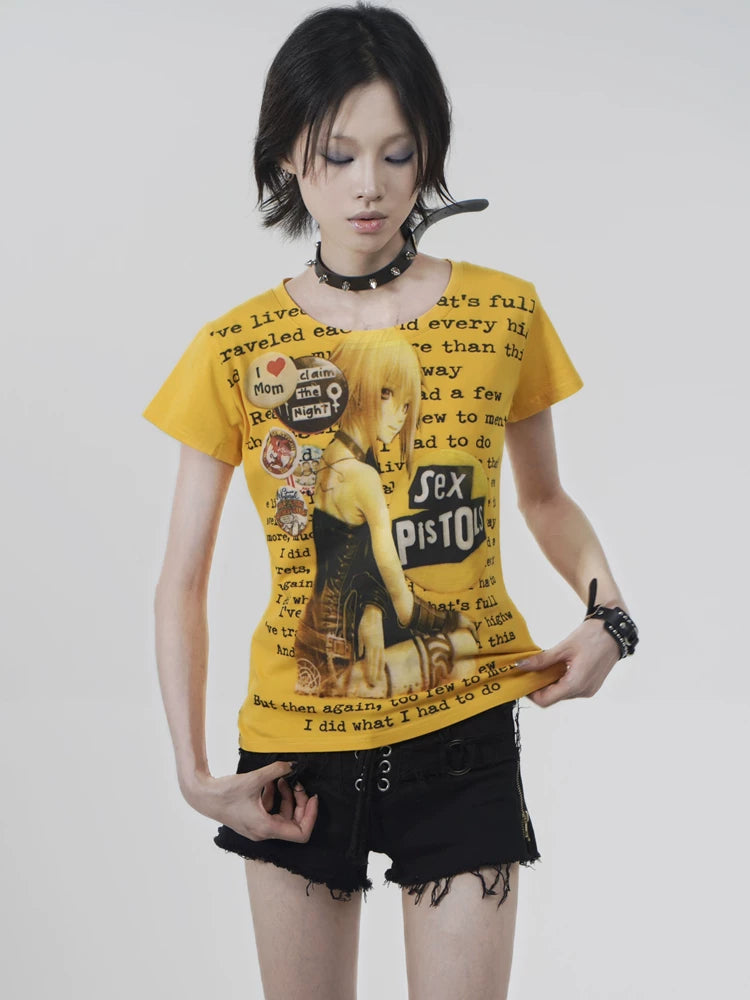 Cartoon Print Short Sleeve T-Shirt