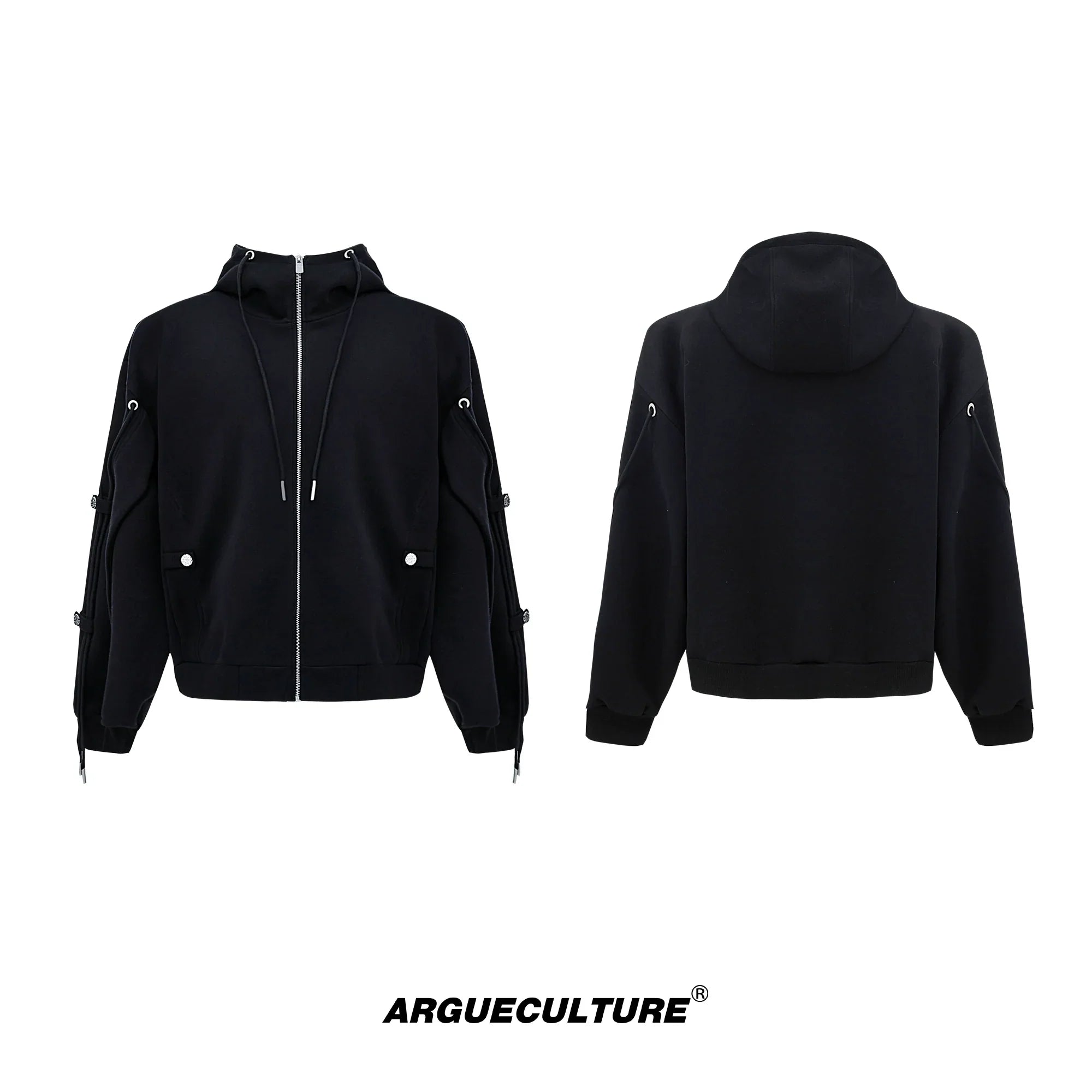 Drawstring Design Oversize Zipper Hoodie & Wide Leg Sweatpants Setup