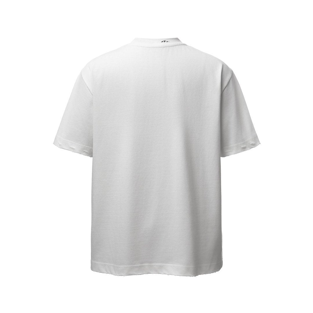 Oversize Damage Plain Short Sleeve T-Shirt