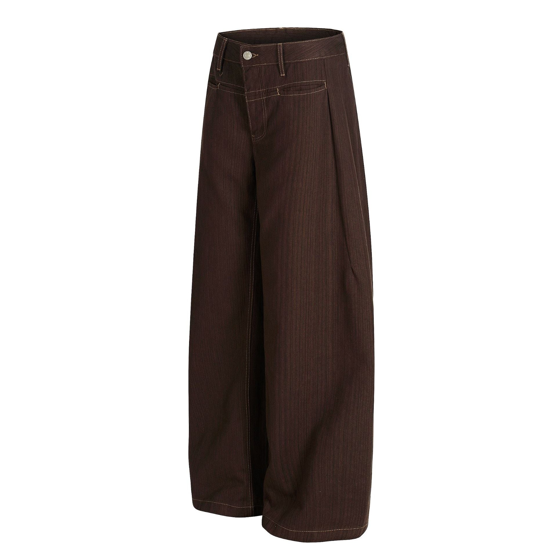 Stripe Embroidery Wide Leg Barrel Denim Jeans