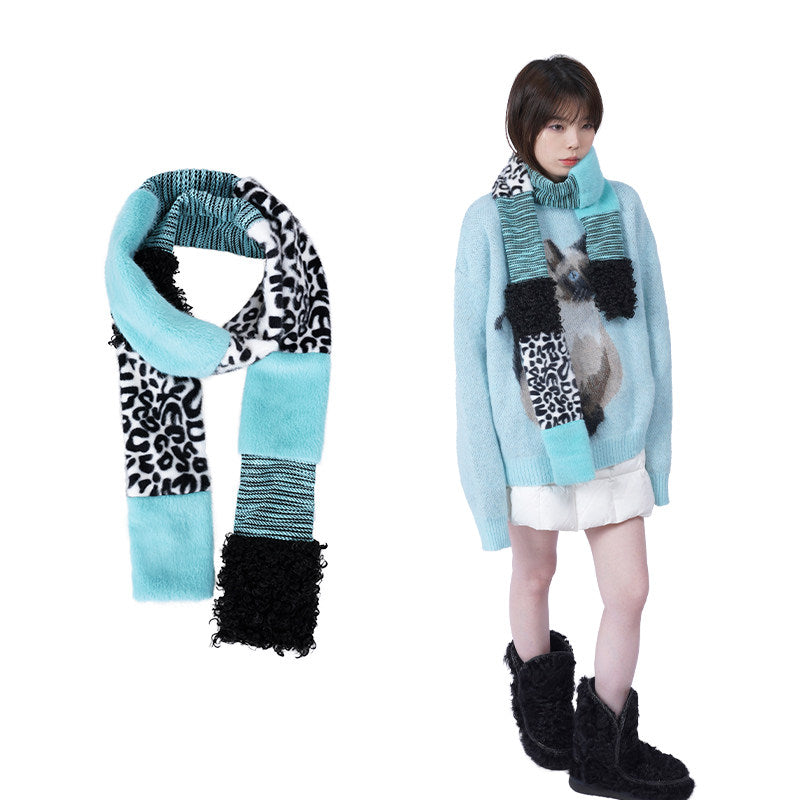 Patchwork Fake Fur Scarf