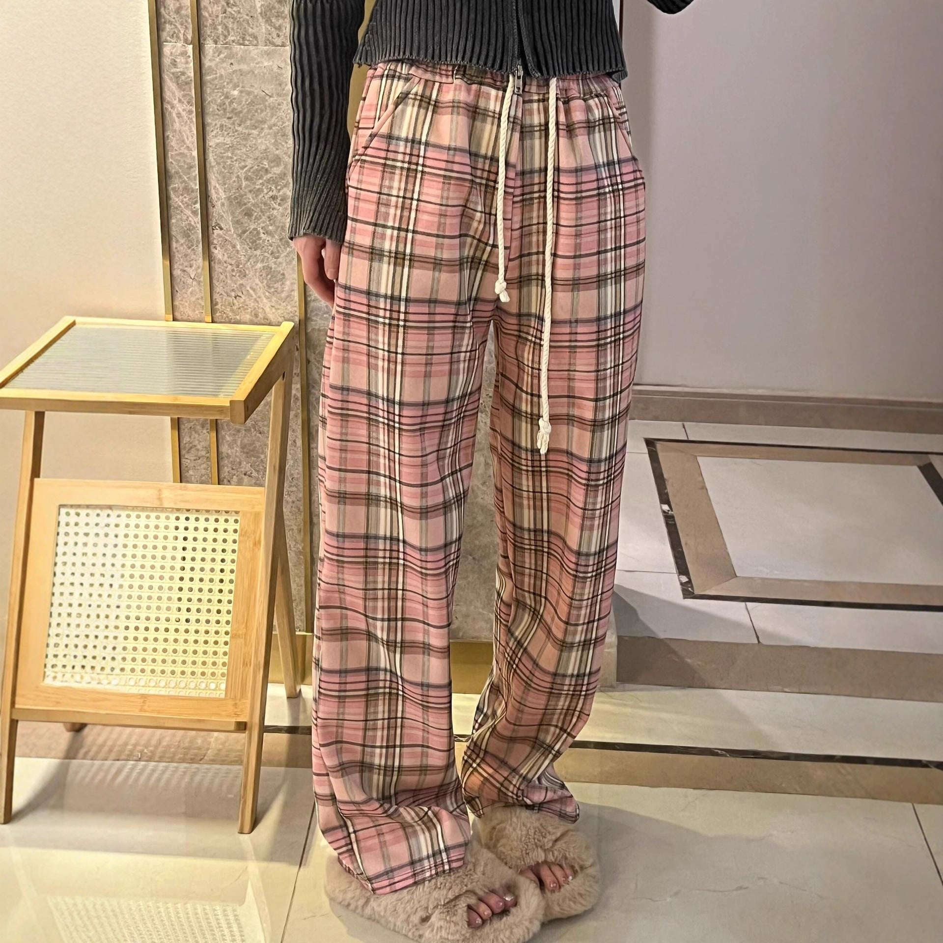 Pink plaid with fleece