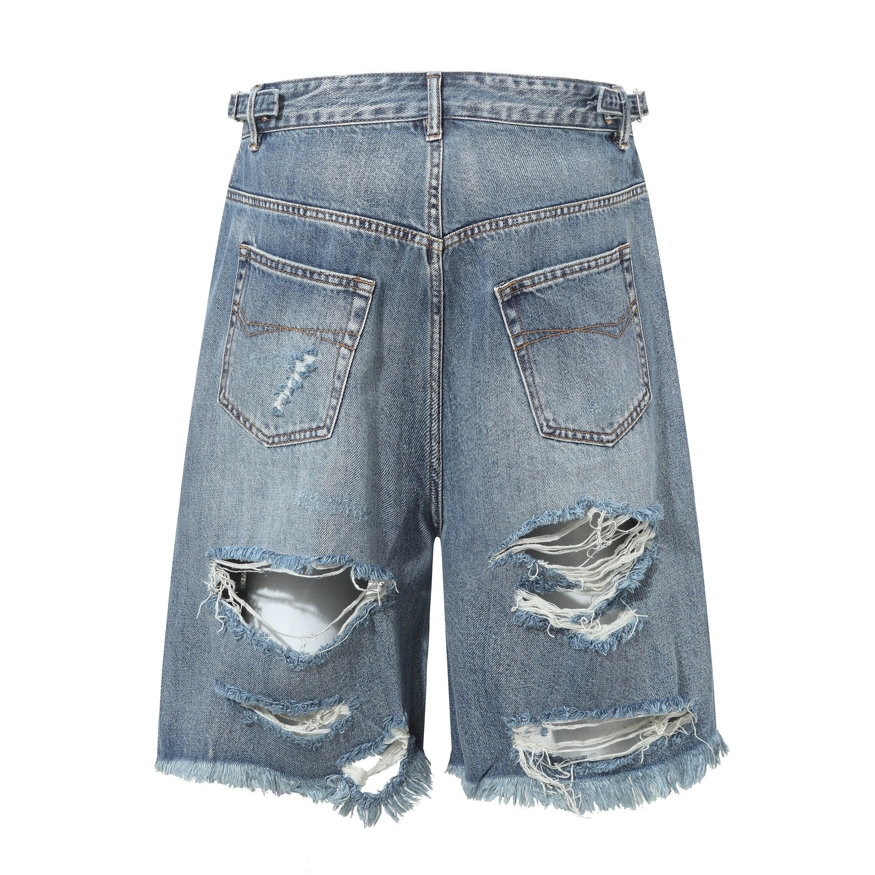 Washed Damage Denim Jort