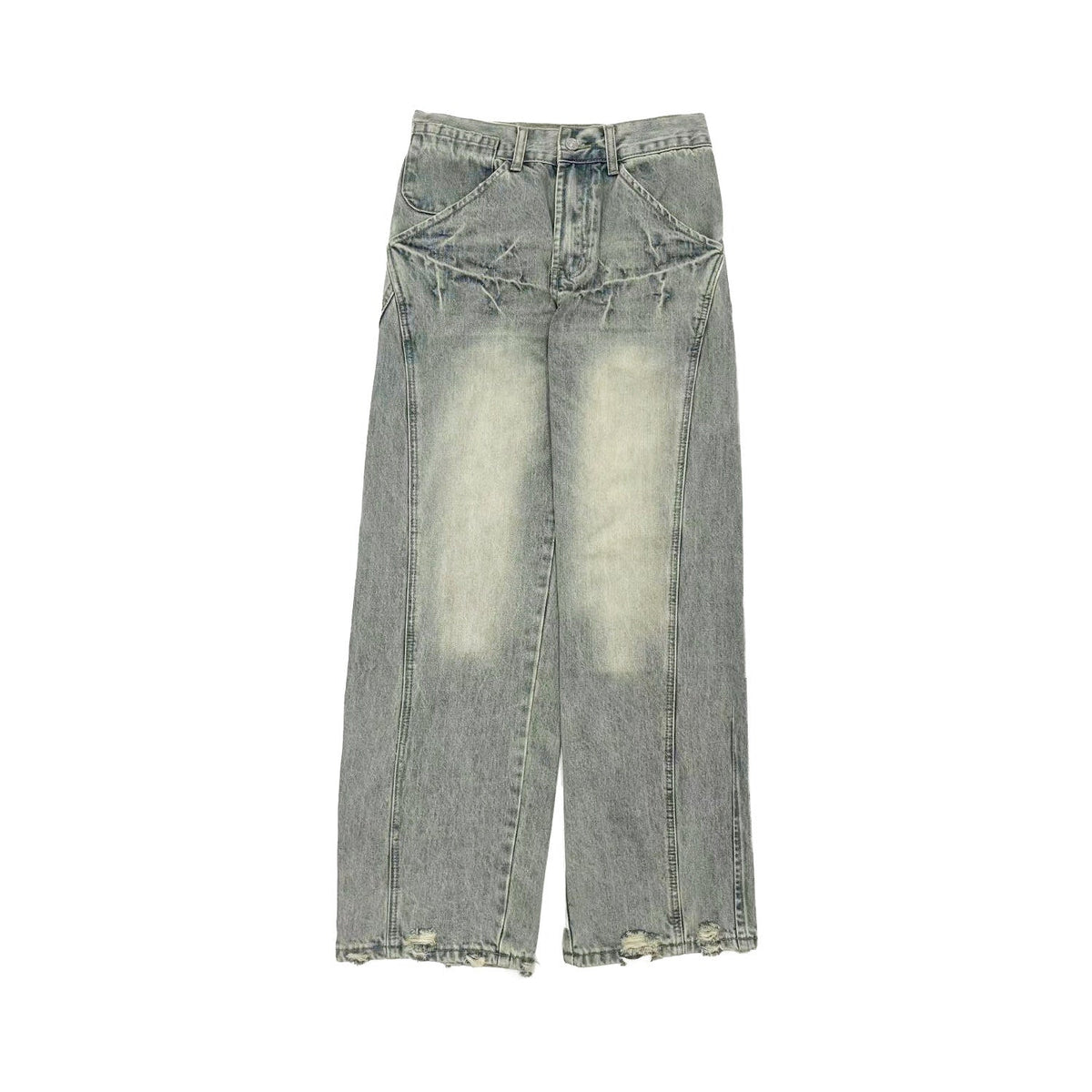 Washed Wide Leg Denim Jeans