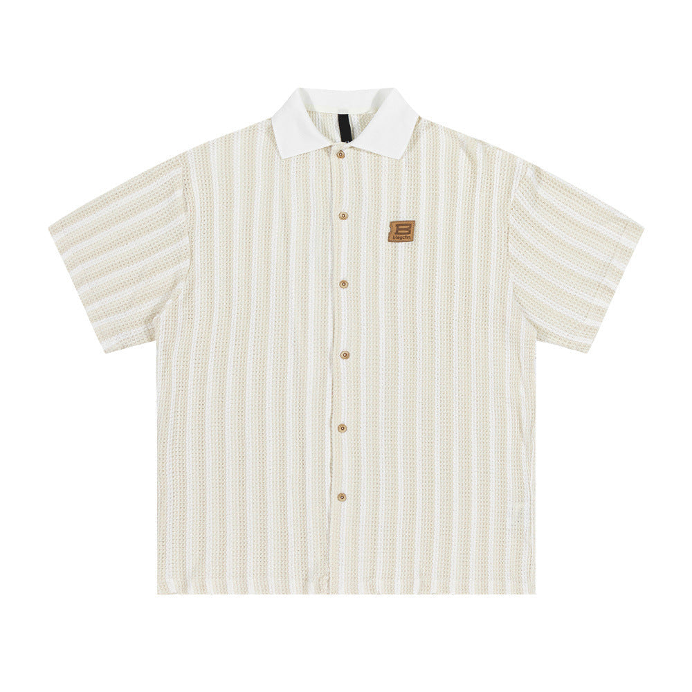 Vertical Stripe Knit Shirt - MADXMARX