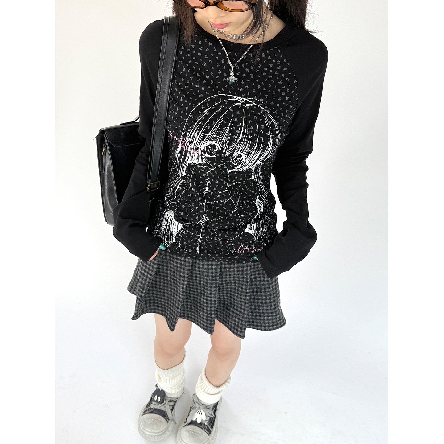Graphic Speckled Print Long Sleeve T-Shirt