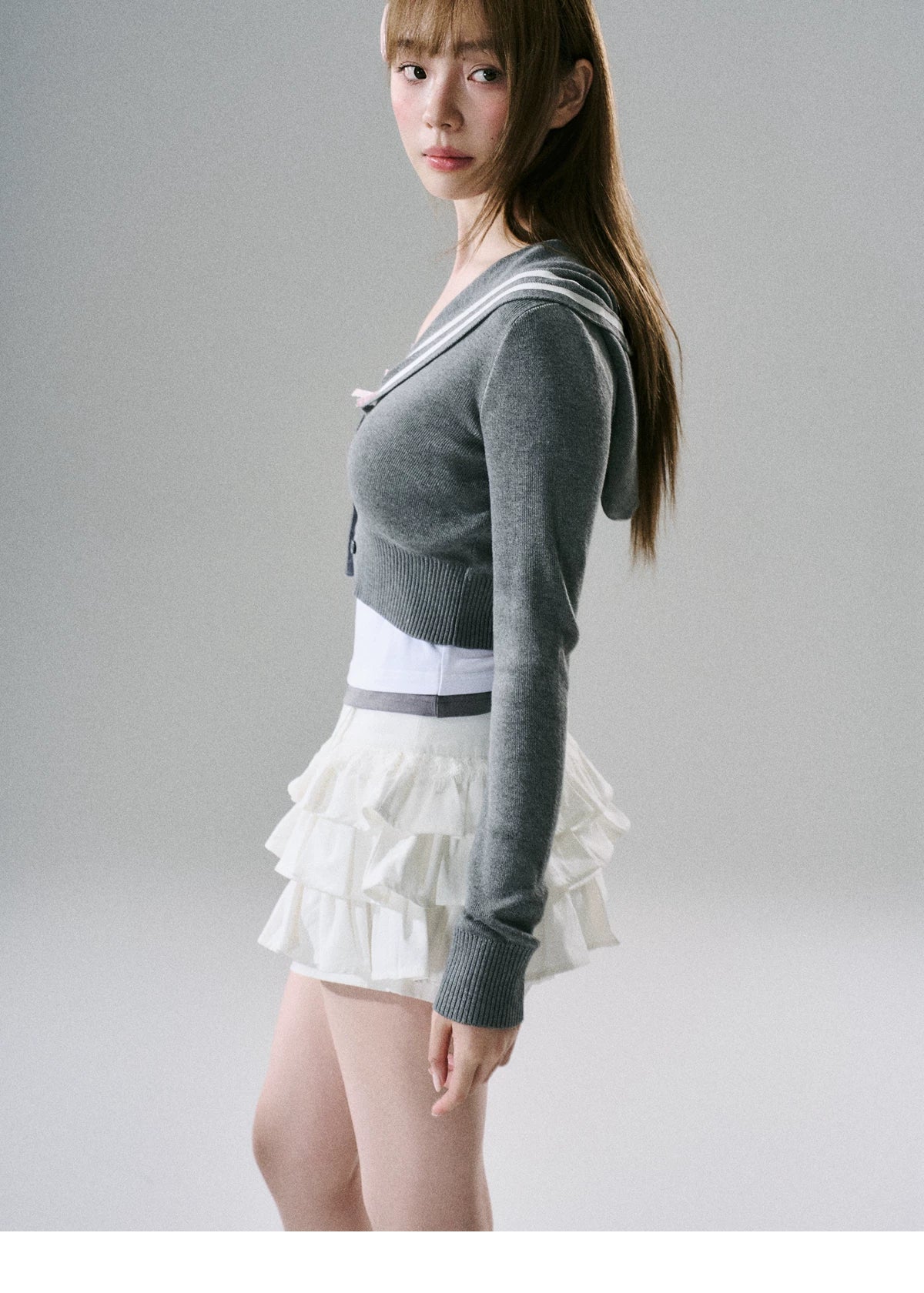 Sweet Girly Lace Ruffle Cargo Skirt