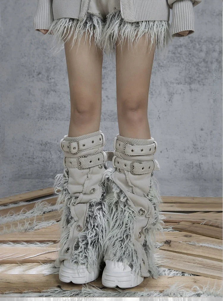 Patchwork Heavy-Duty Punk Short Pants & Leg Cover