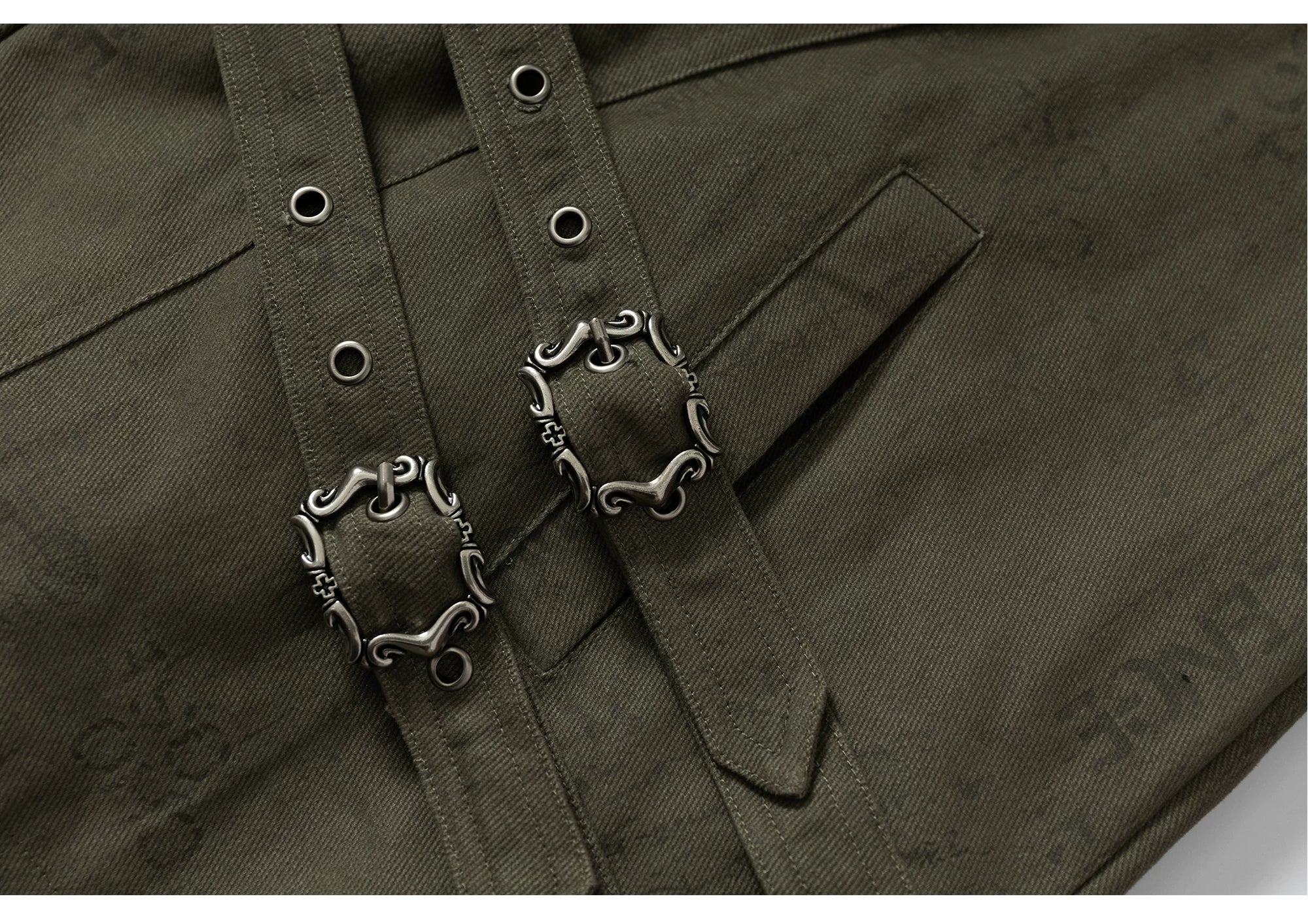 Fake Fur Hooded Multi-Pocket Buckle Detail Jacket