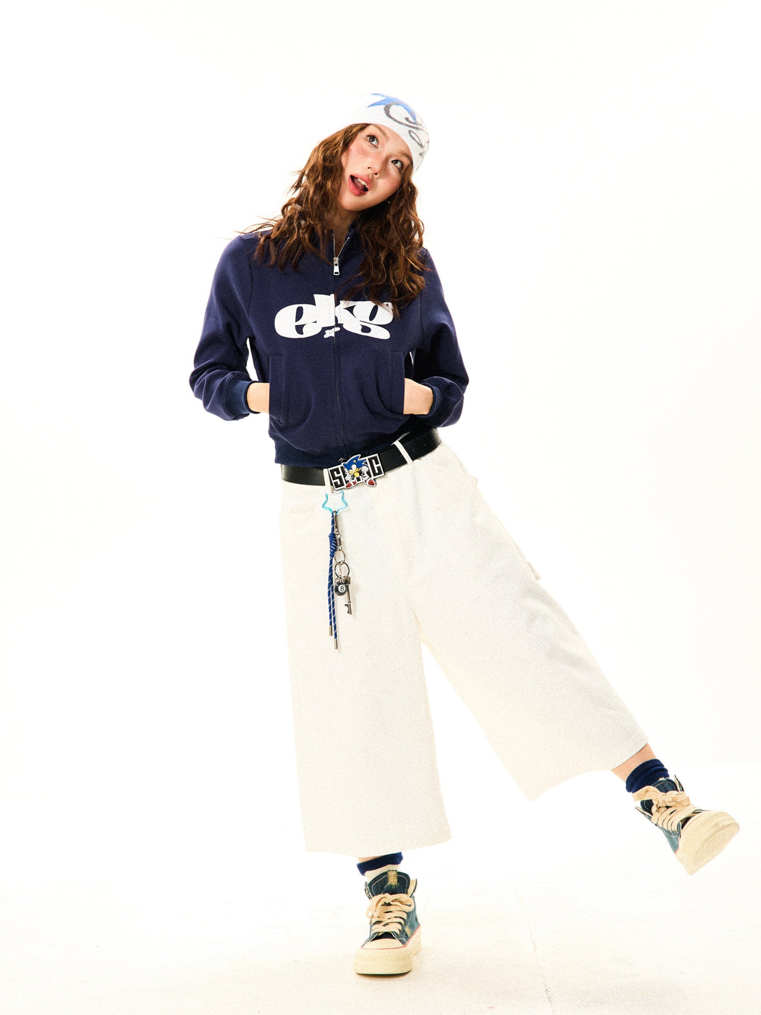 Letter Print Fitted Zipper Hoodie