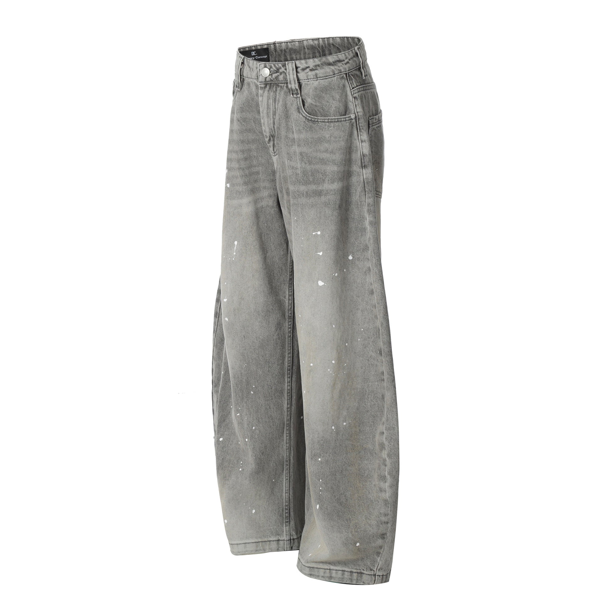 Washed Paint Wide Leg Denim Jeans