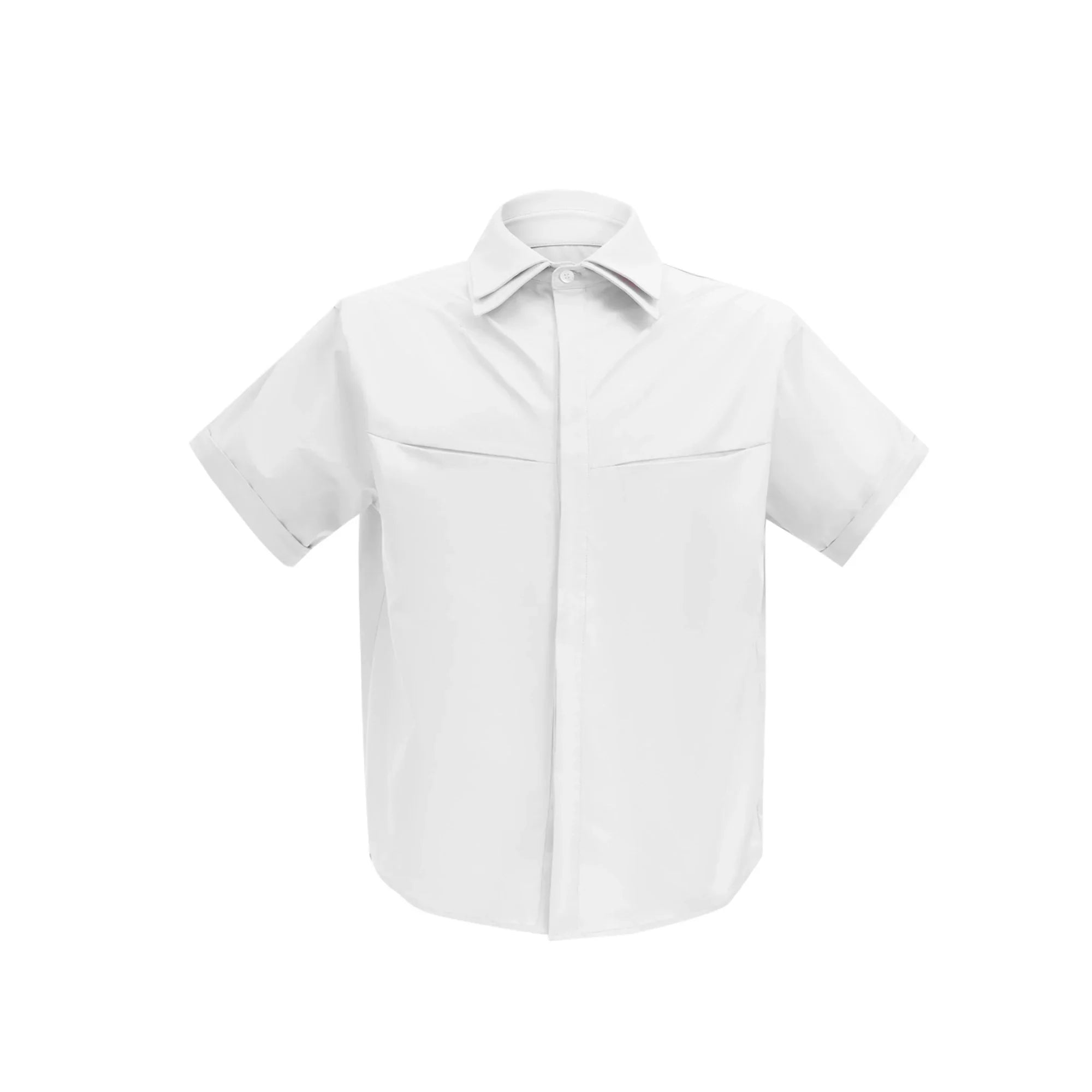 Double Layered Collar Shoulder Pads Plan Shirt