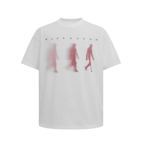 Verblasstes Human Abstract T-Shirt - S / Weiß