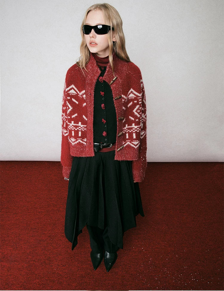 Fair Isle Jacquard Knit Cardigan