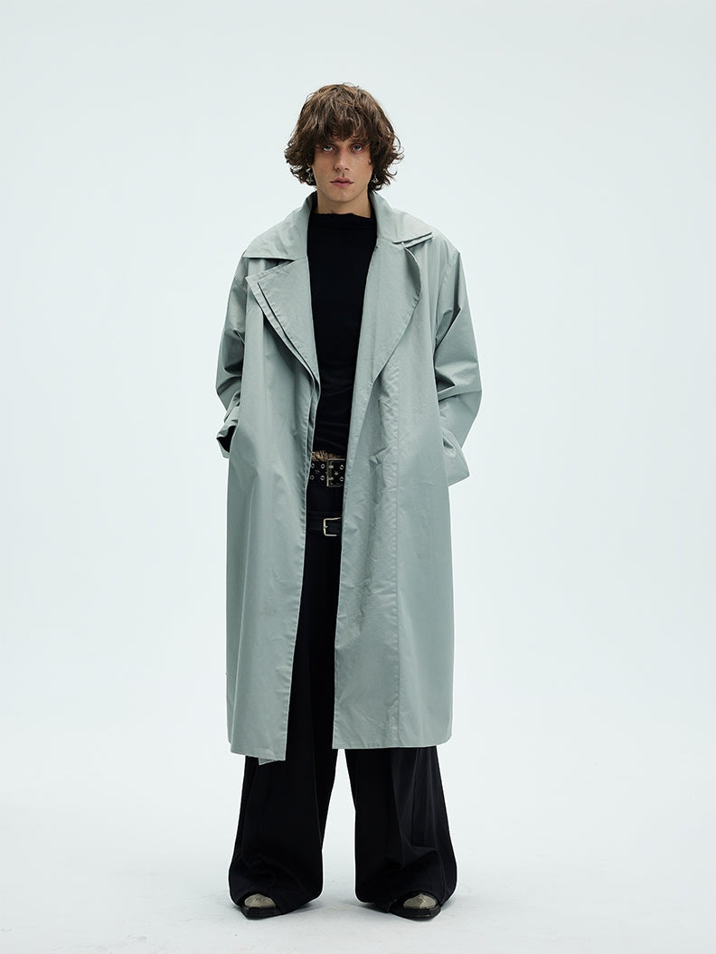 Double Neckline A-line Long Coat