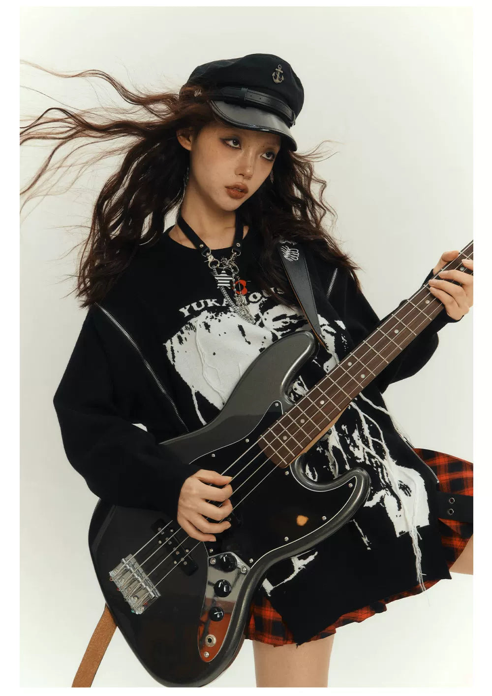 Zipper Design Oversize Knit Sweater