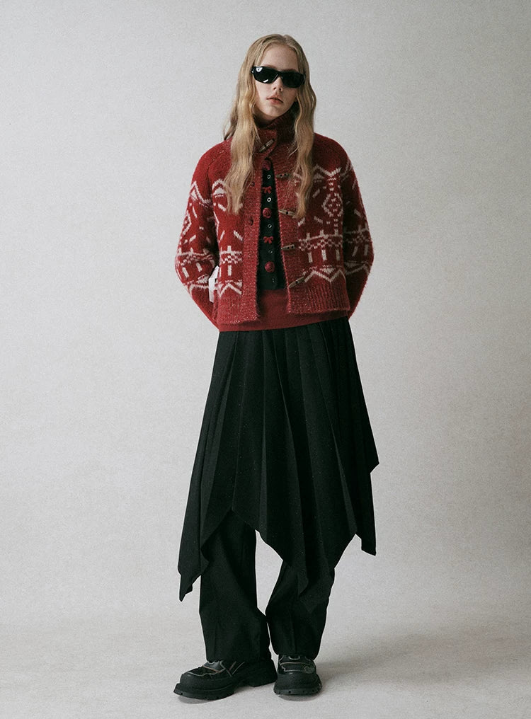 Fair Isle Jacquard Knit Cardigan