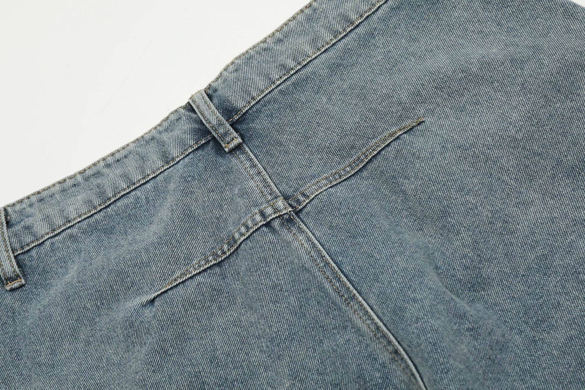 Washed Deconstruction Wide Leg Denim Jort