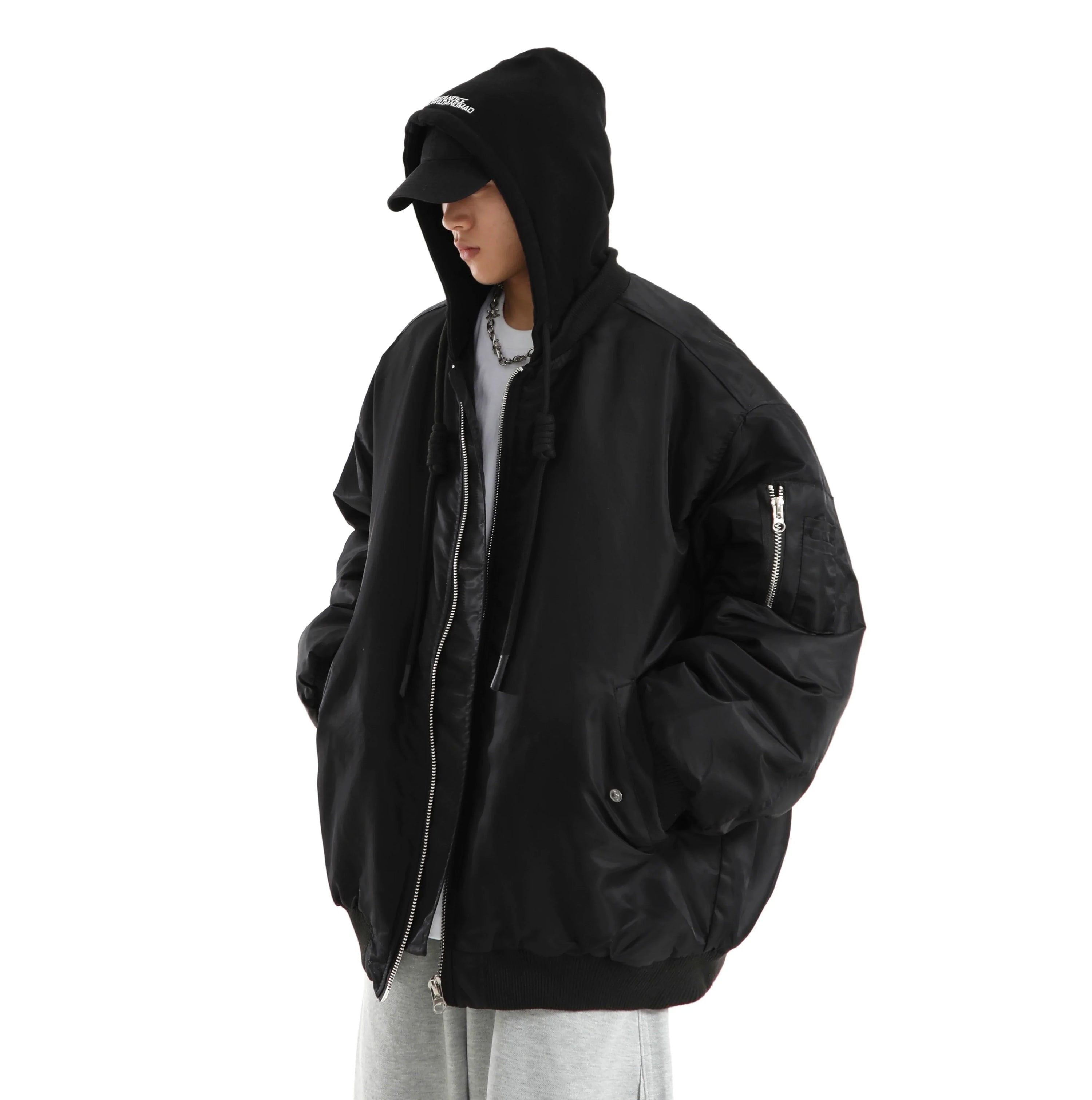Oversize Zipper Hooded Jacket