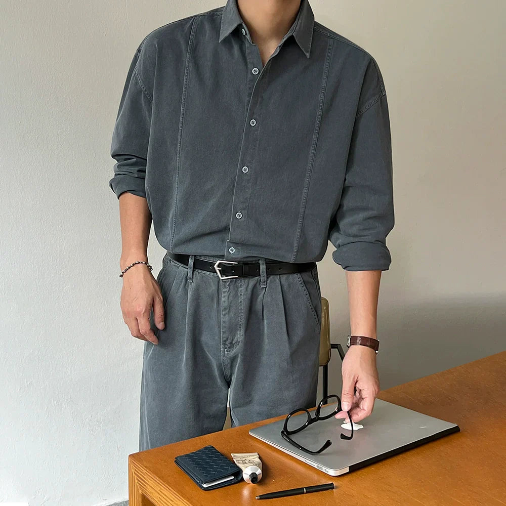 Washed Long Sleeve Denim Shirt
