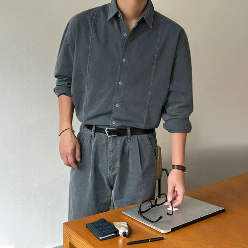 Chemise en jean délavée à manches longues - Gris / M