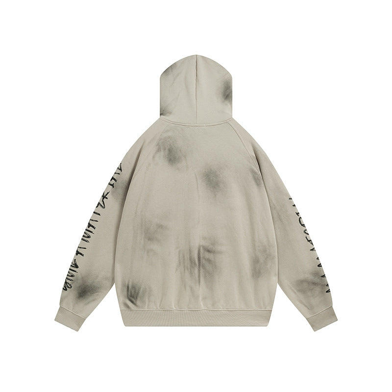 Heavyweight Washed Patch Embroidery Pullover Hoodie