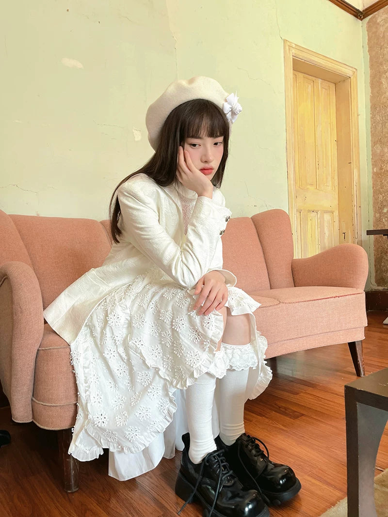 Rose Jacquard Sailor Collar Jacket