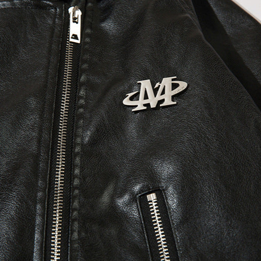 Cropped Loose Leather Jacket