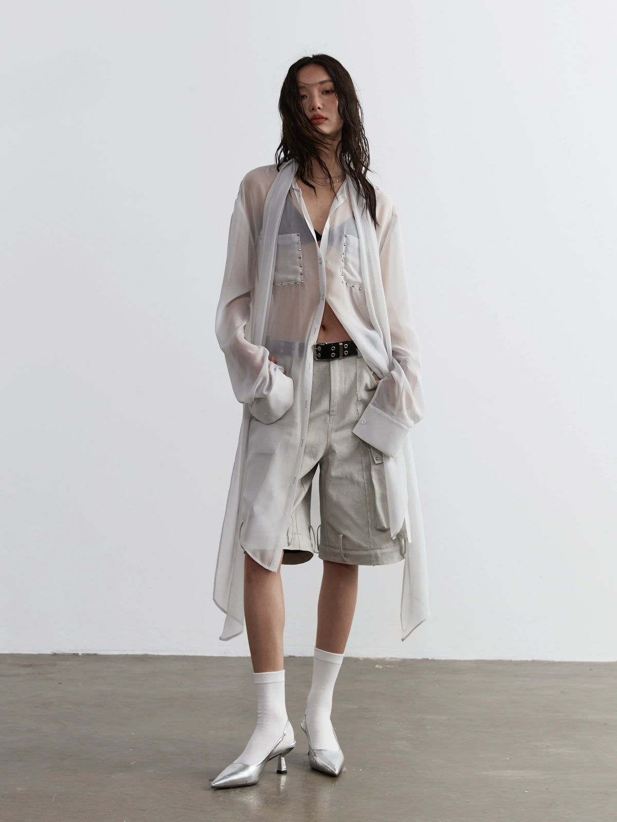 See-Through Long Blouse With Long Strap