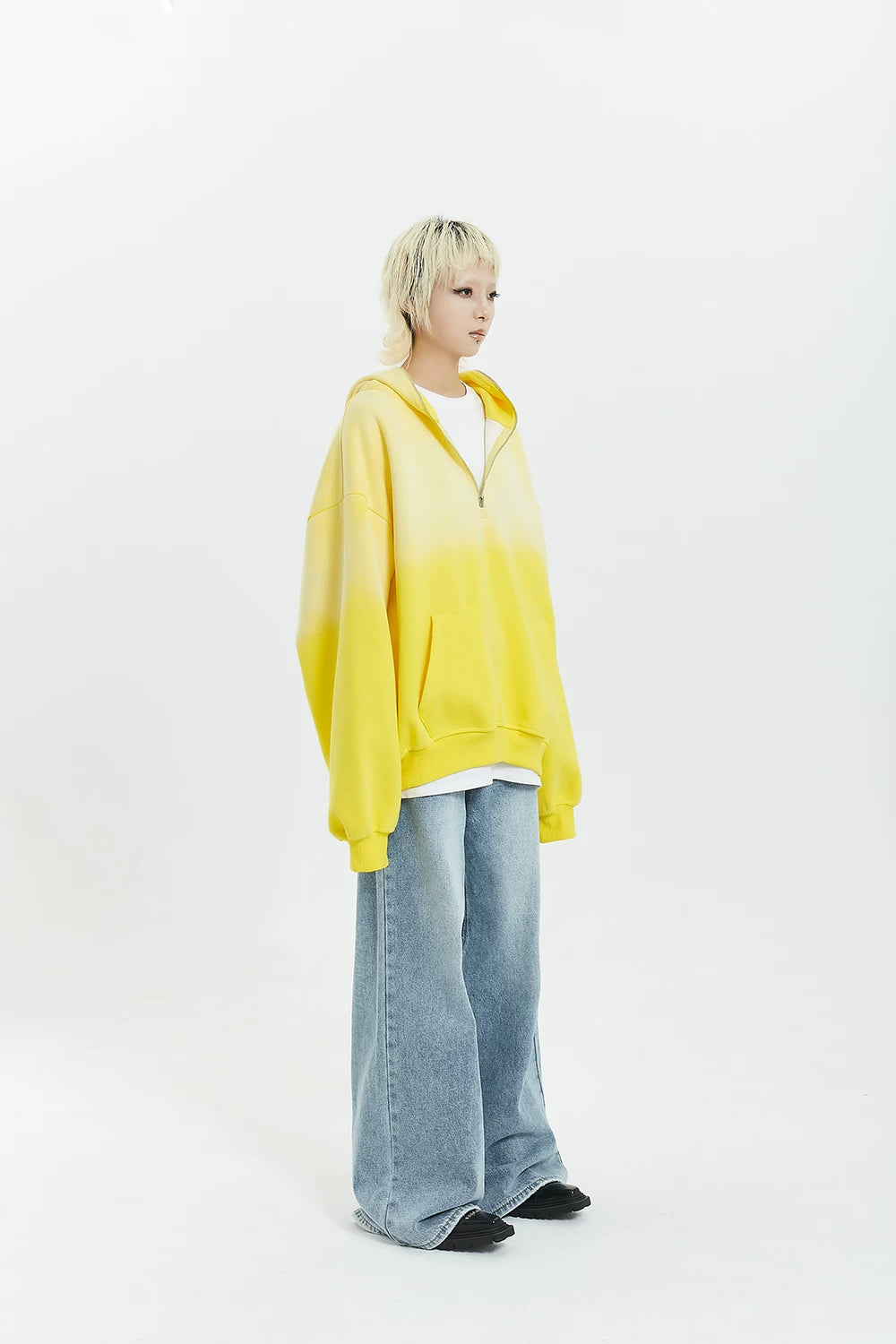 Gradient Half Zip Oversize Hoodie