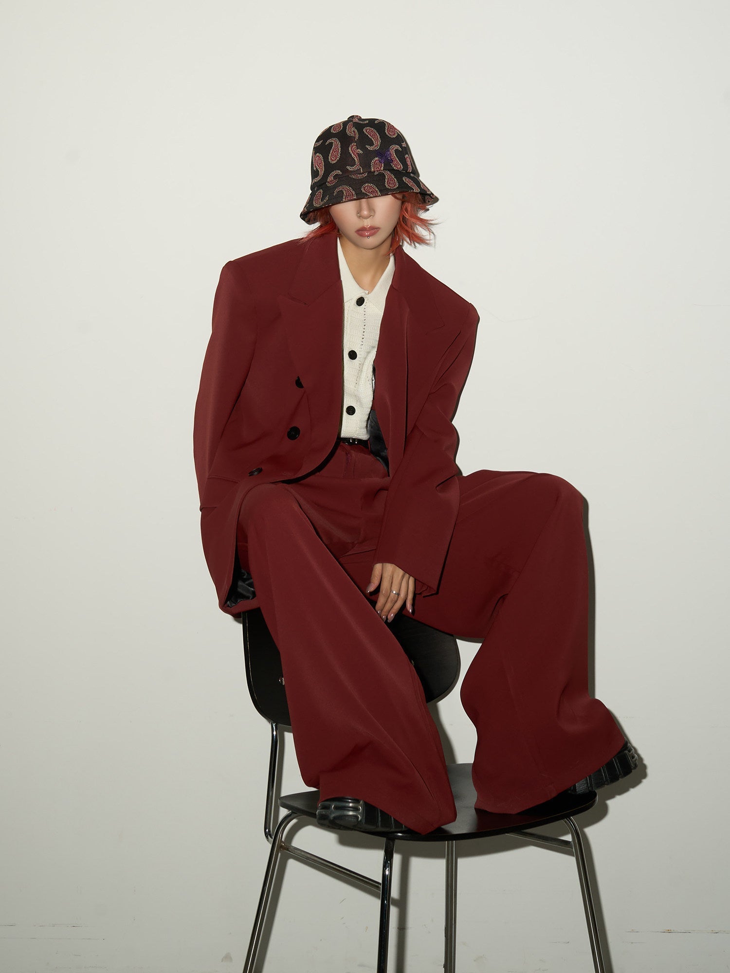 Double Breasted Tailored Jacket & Wide Leg Trousers Setup