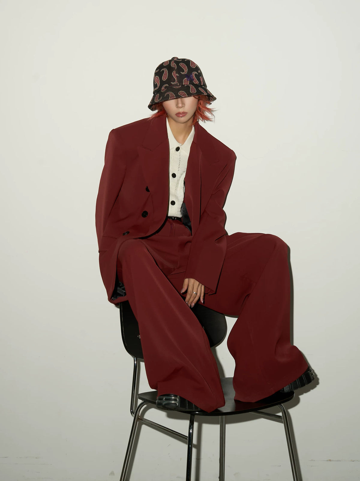 Double Breasted Tailored Jacket & Wide Leg Trousers Setup