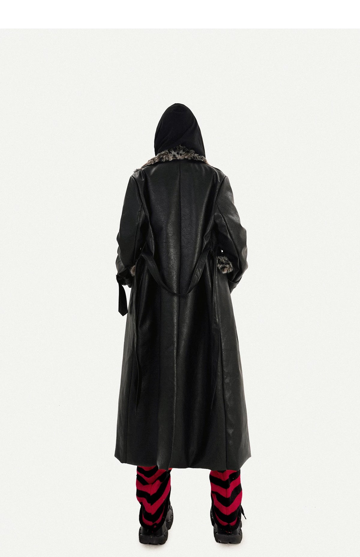 Leopard Print Fake Fur Collar Oversize Coat