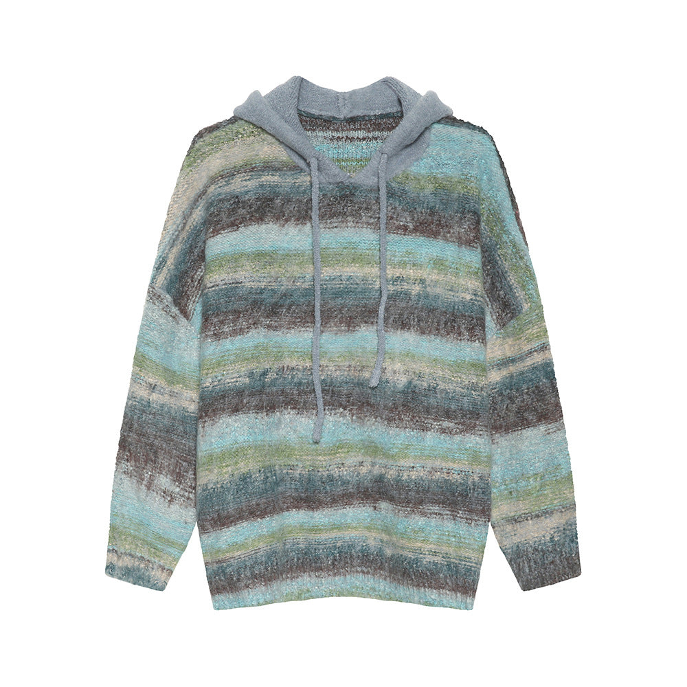 Retro Gradient Soft Hooded Sweater