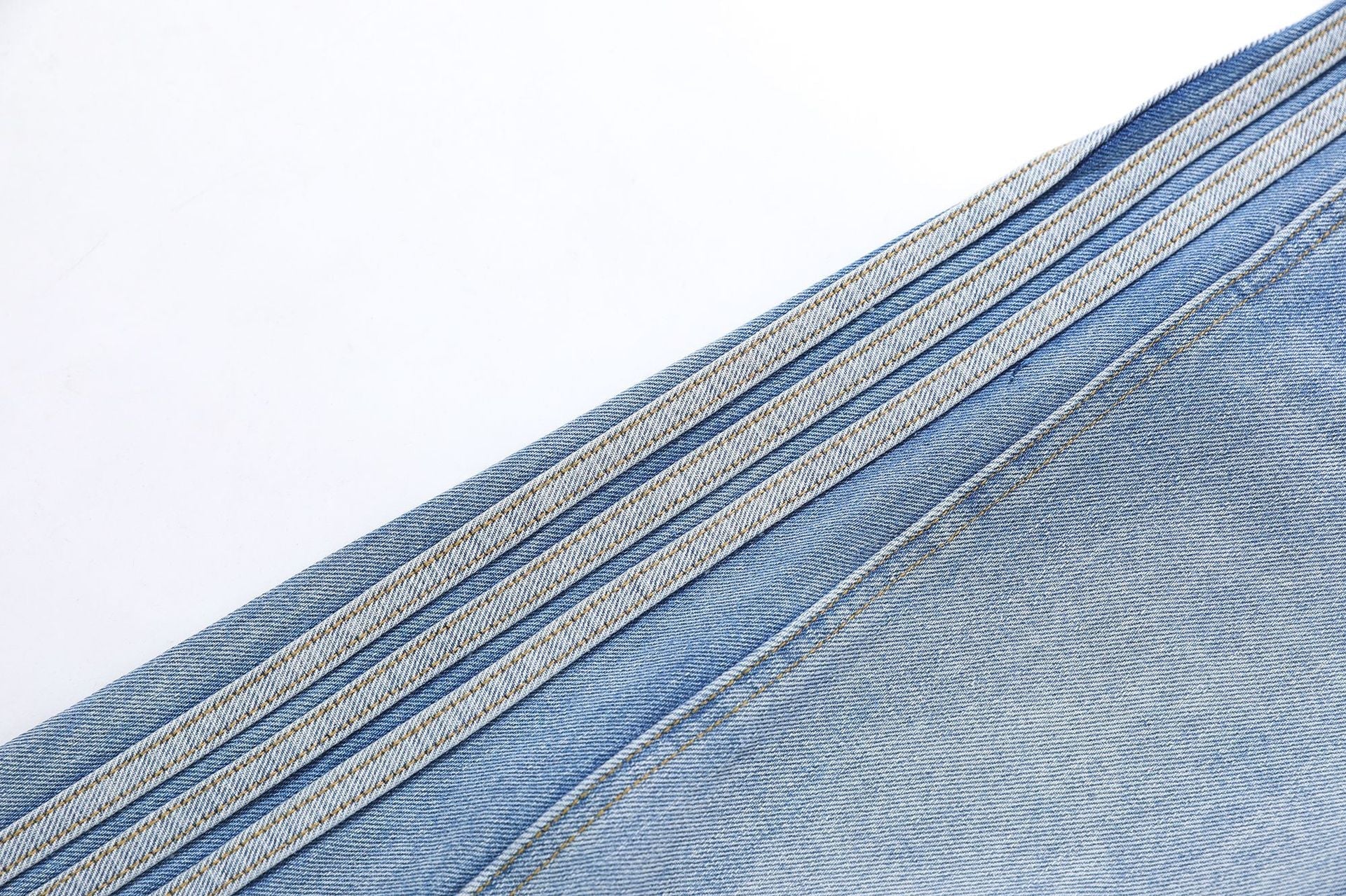 Washed Whisker Pin Tuck Wide Leg Denim Jeans