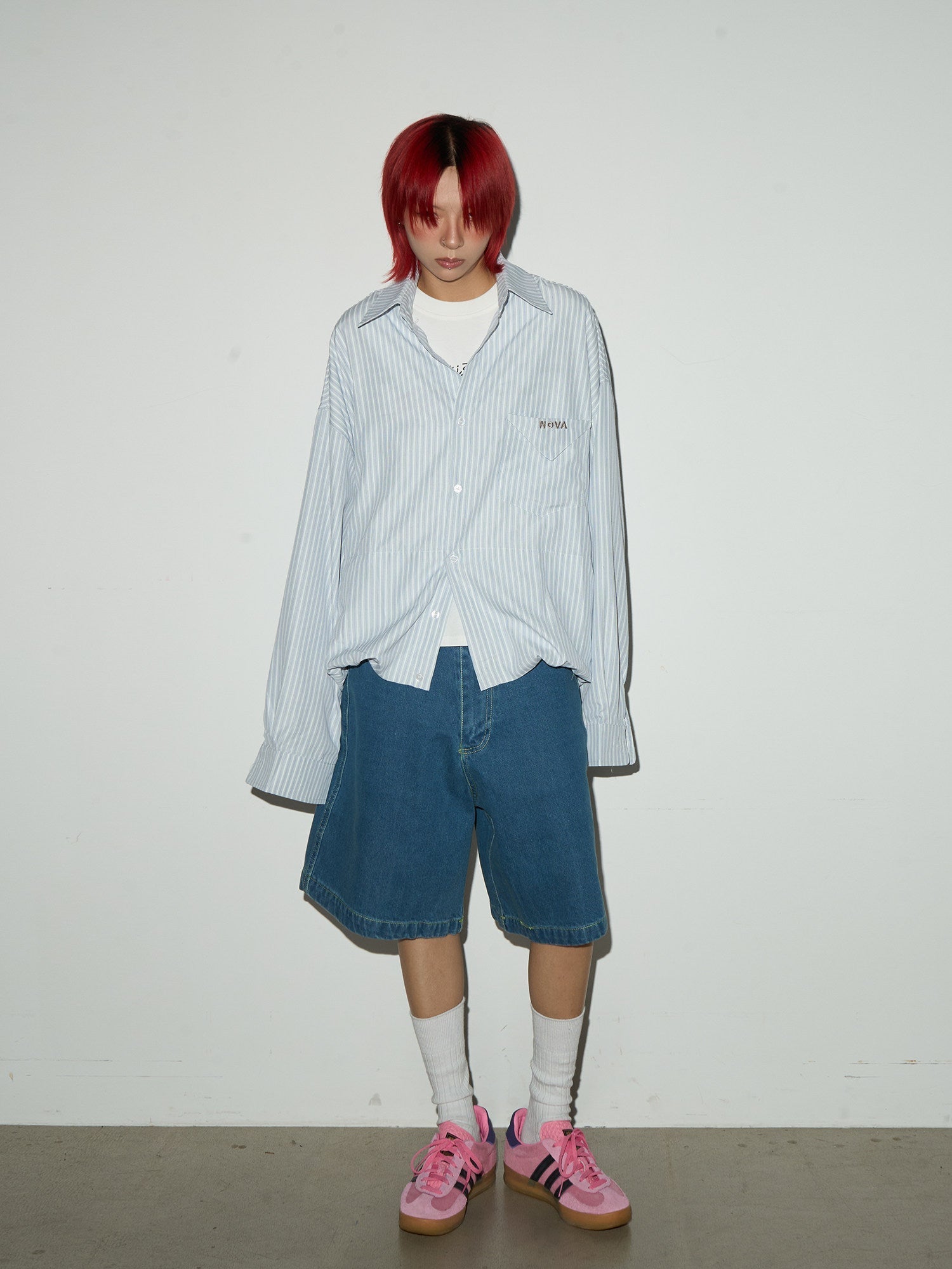 Stripe Oversize Long Sleeve Shirt