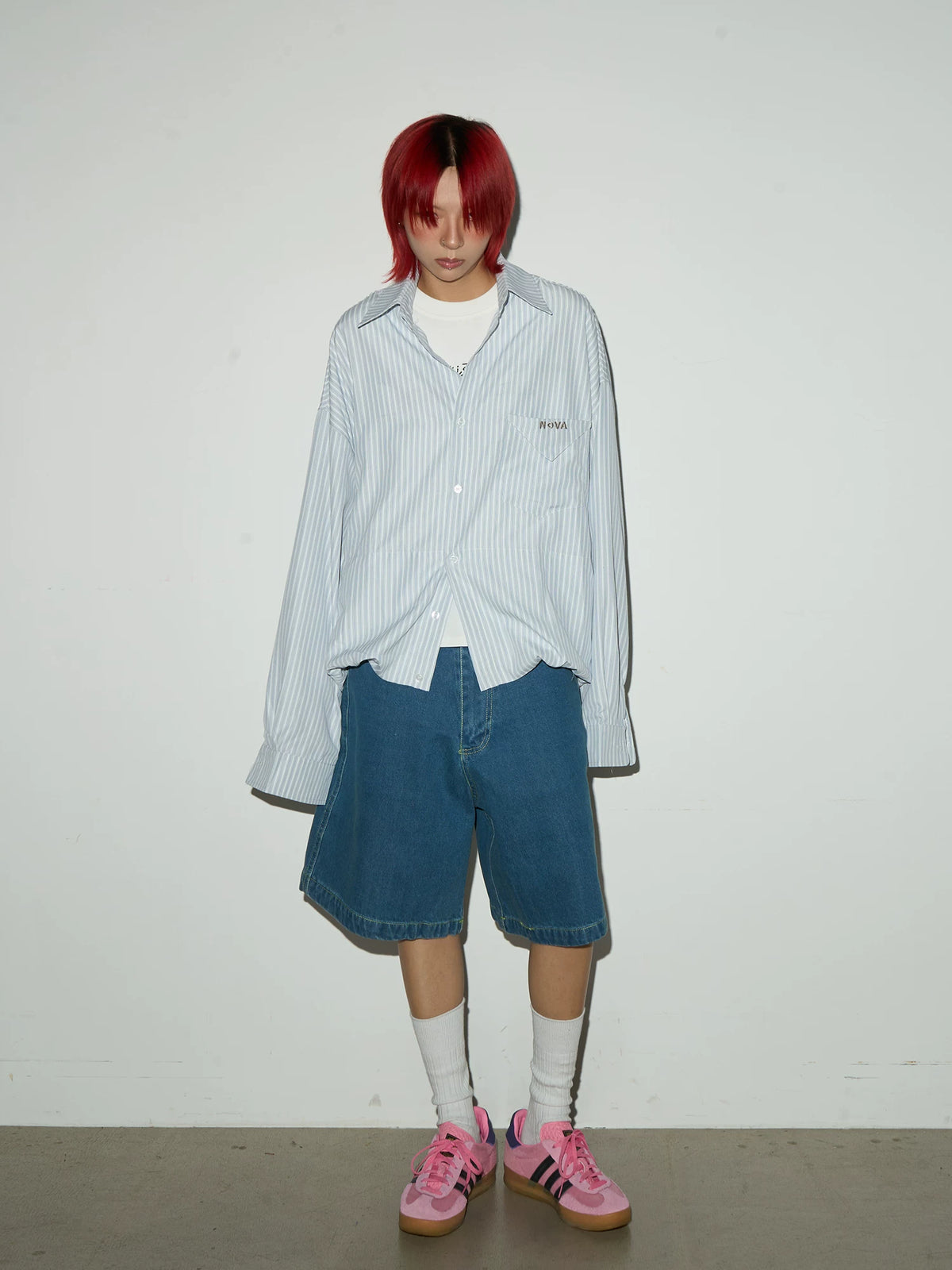 Stripe Oversize Long Sleeve Shirt