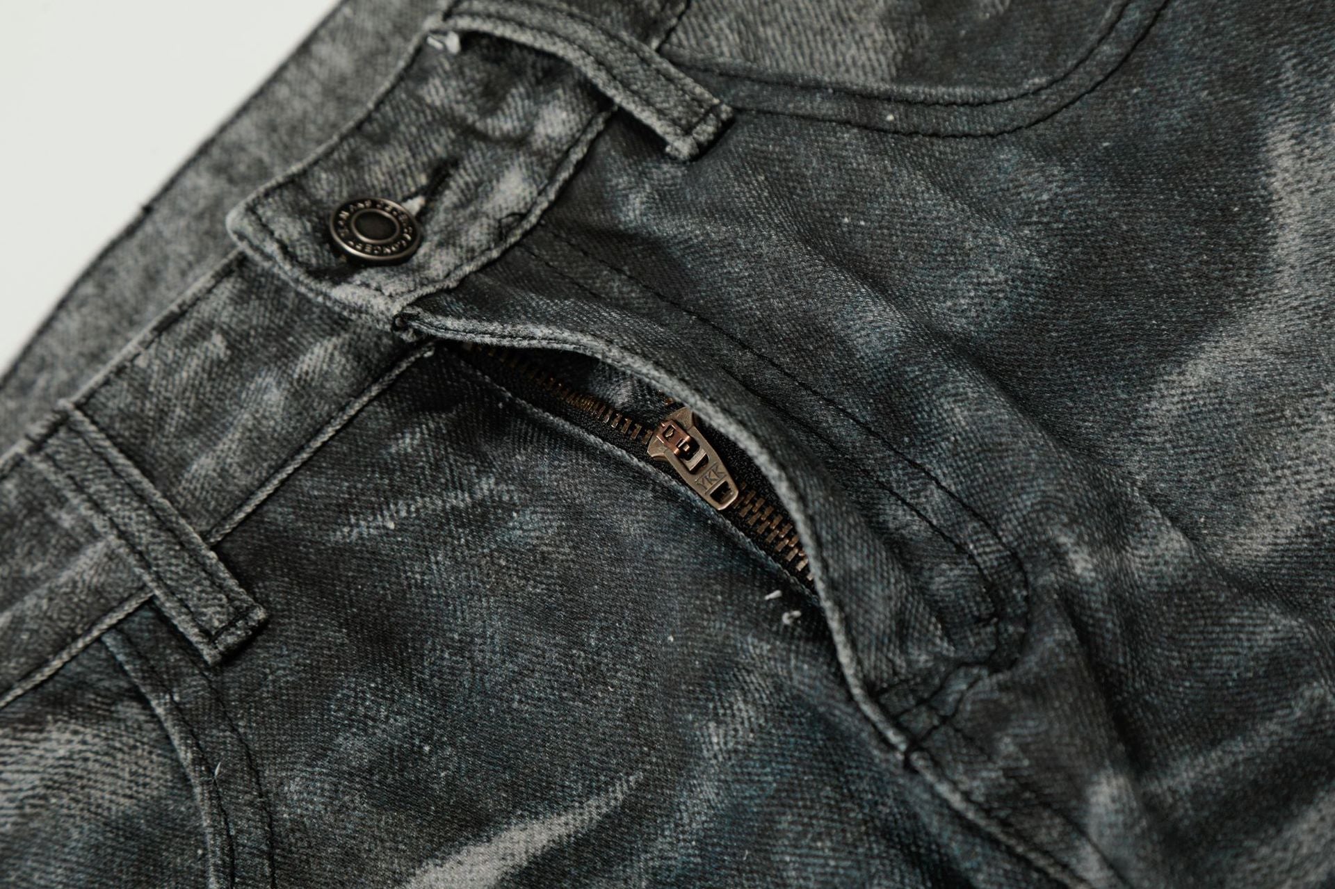 Washed Whisker Straight Denim Jeans