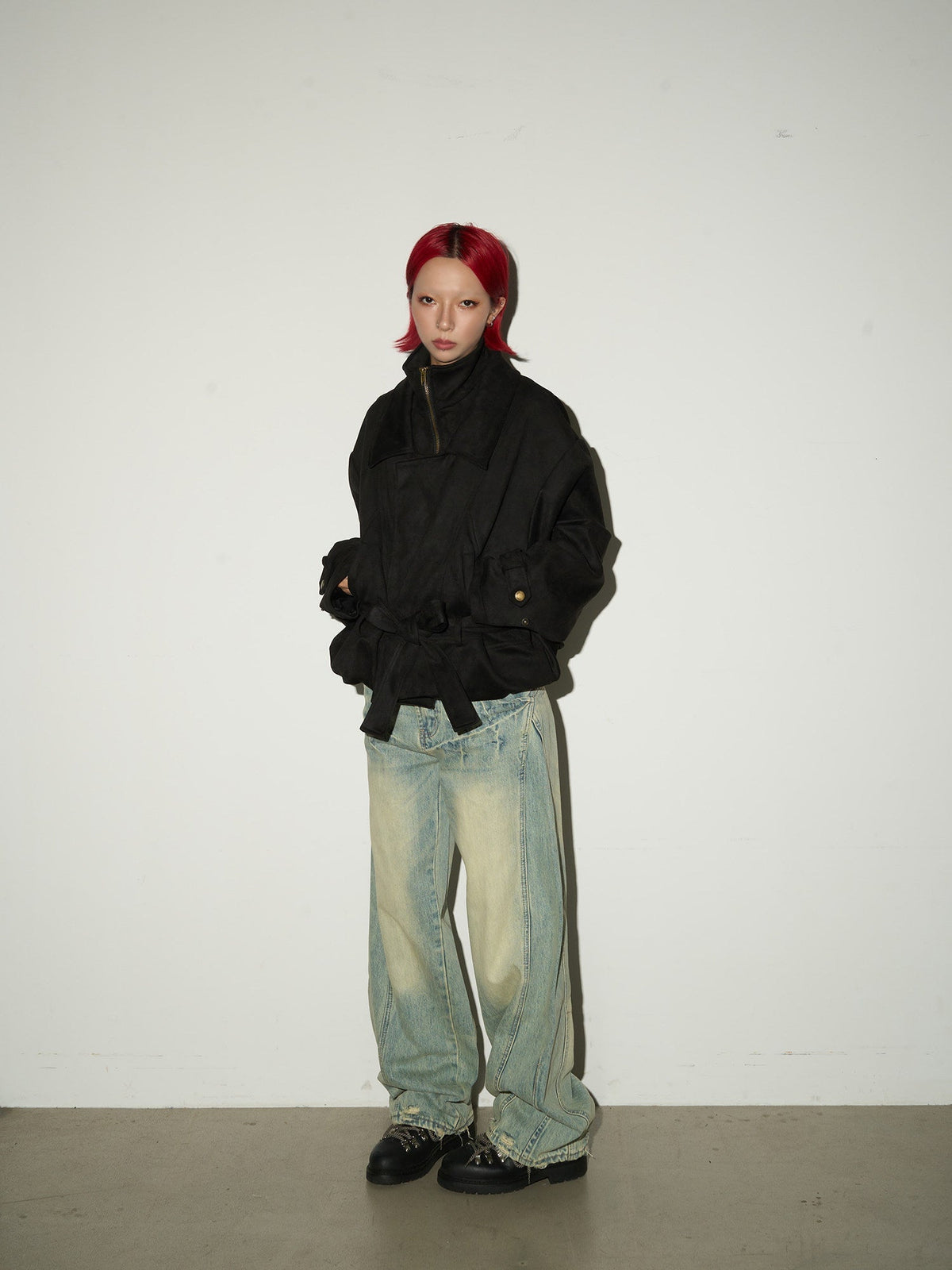 Washed Wide Leg Denim Jeans