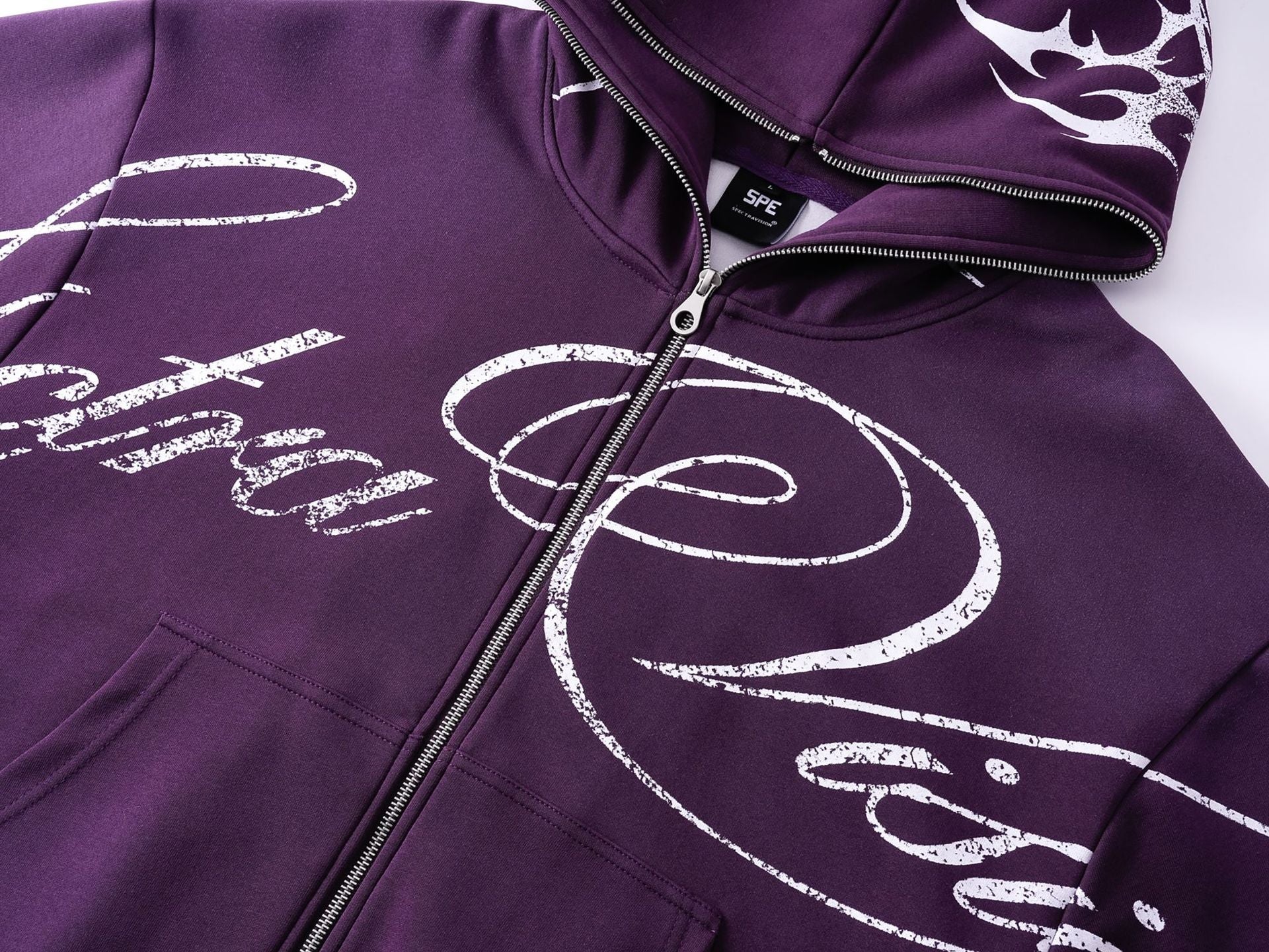 Letter Tribal Print Zipper Hoodie