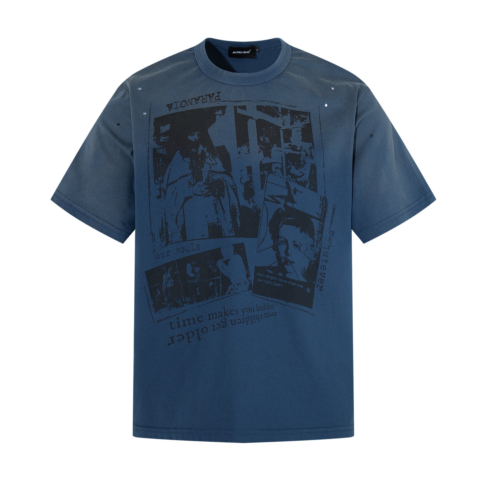 Portrait Print Damage Short Sleeve T-Shirt