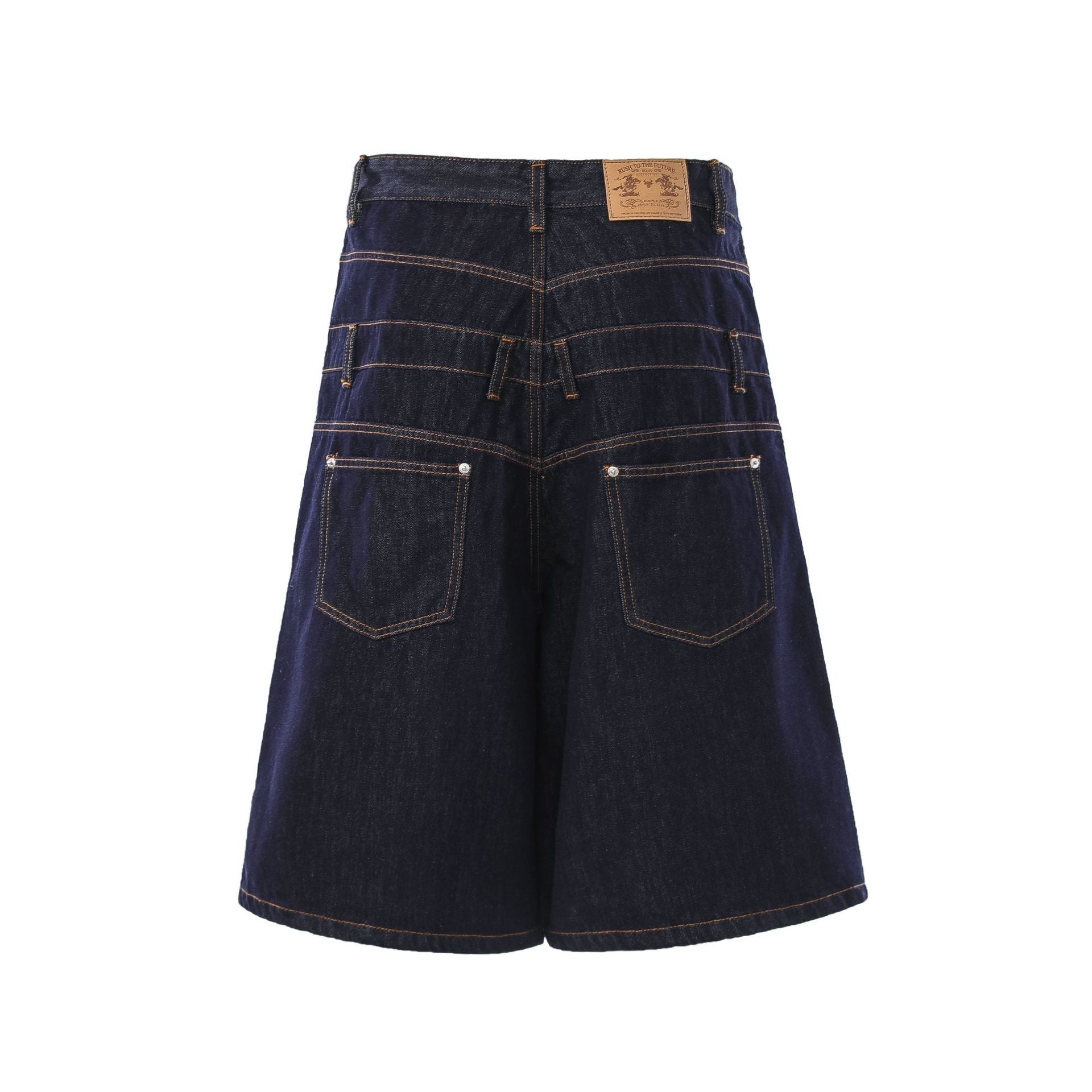 Double Waist Wide Leg Cropped Denim Jort