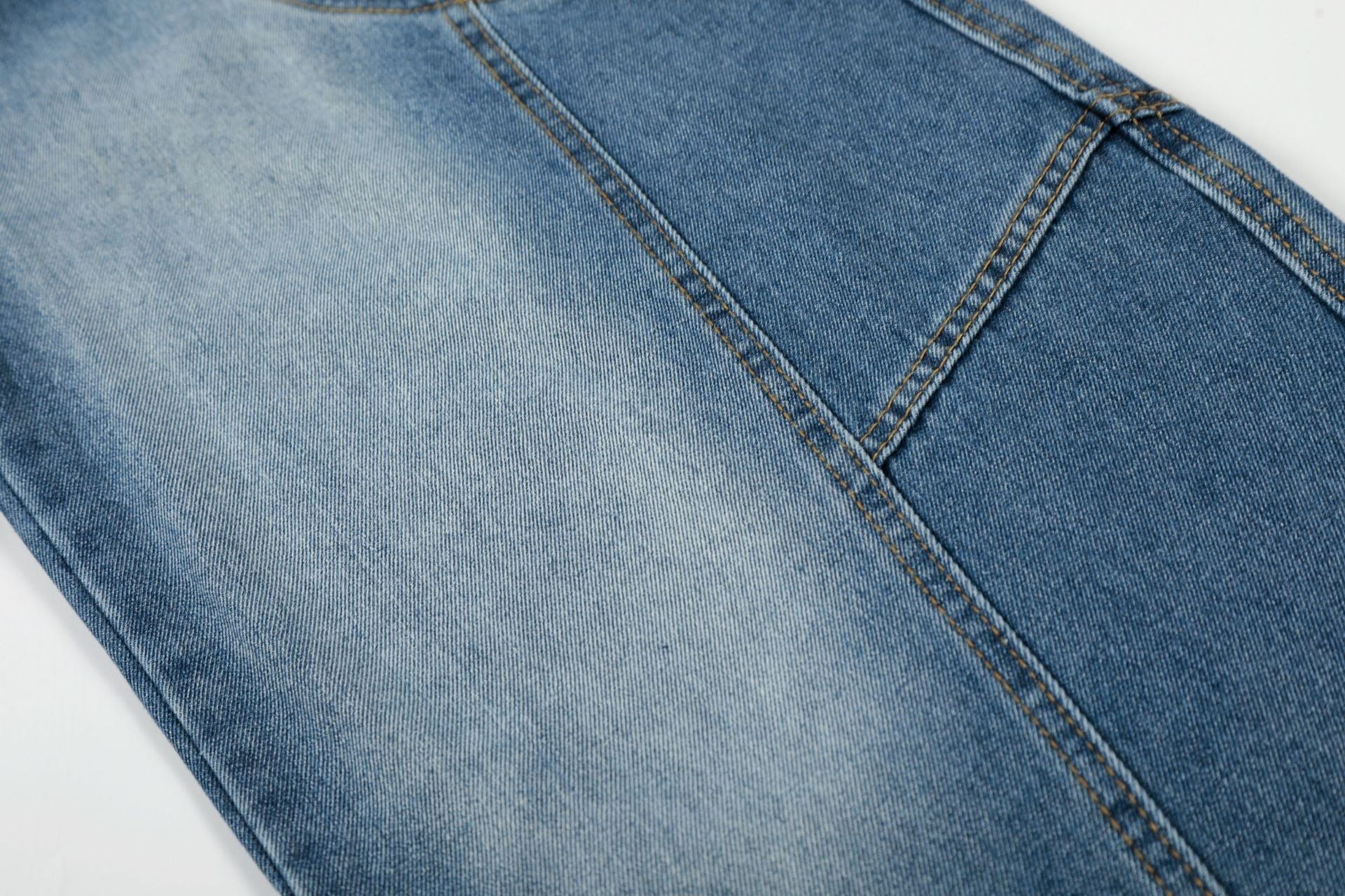 Curved Wide Leg Patchwork Denim Jeans