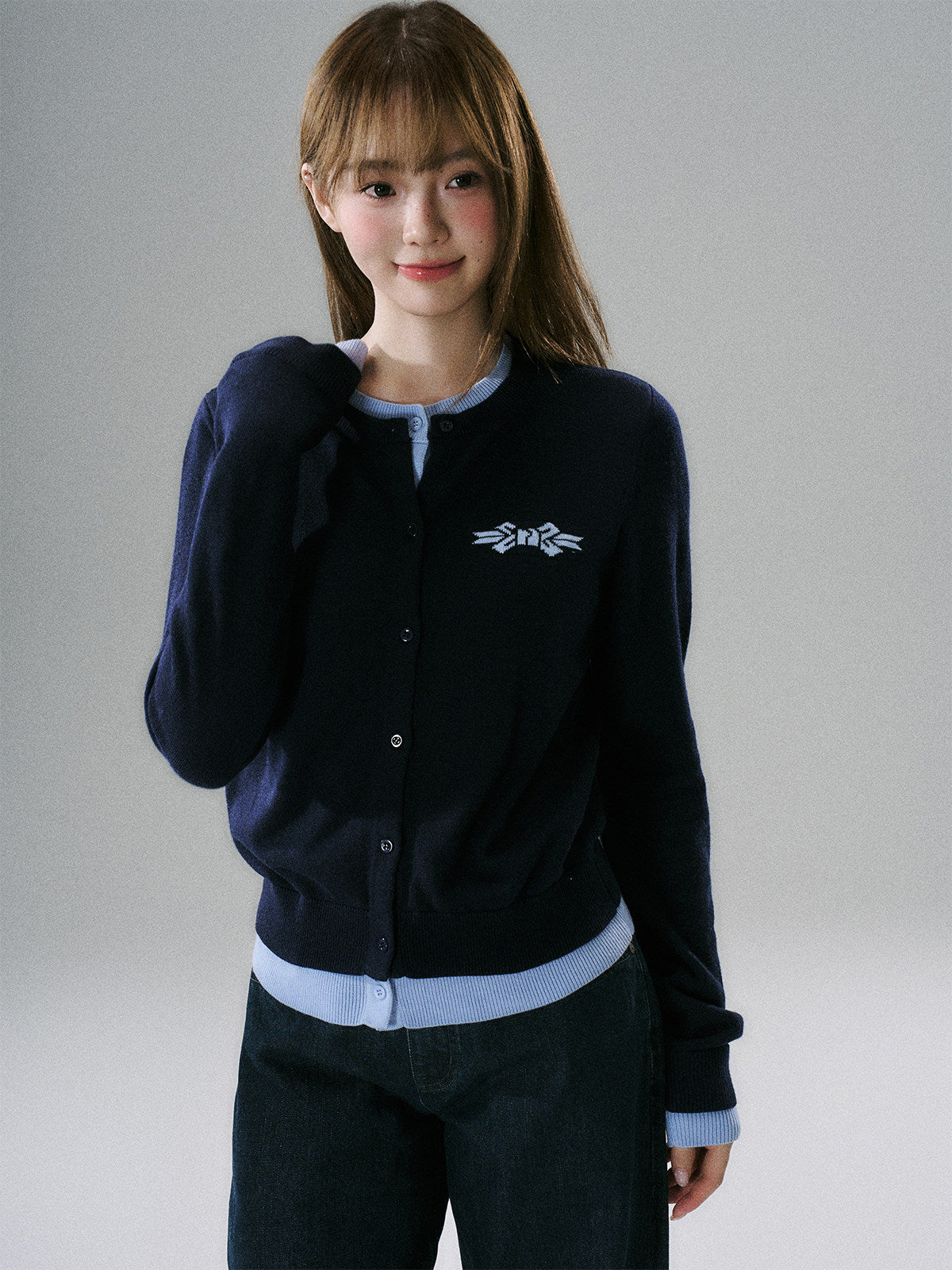 Logo Embroidery Knit Cardigan